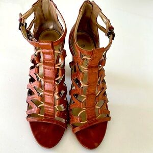 Rampage Brown Strappy Sandals with back zipper